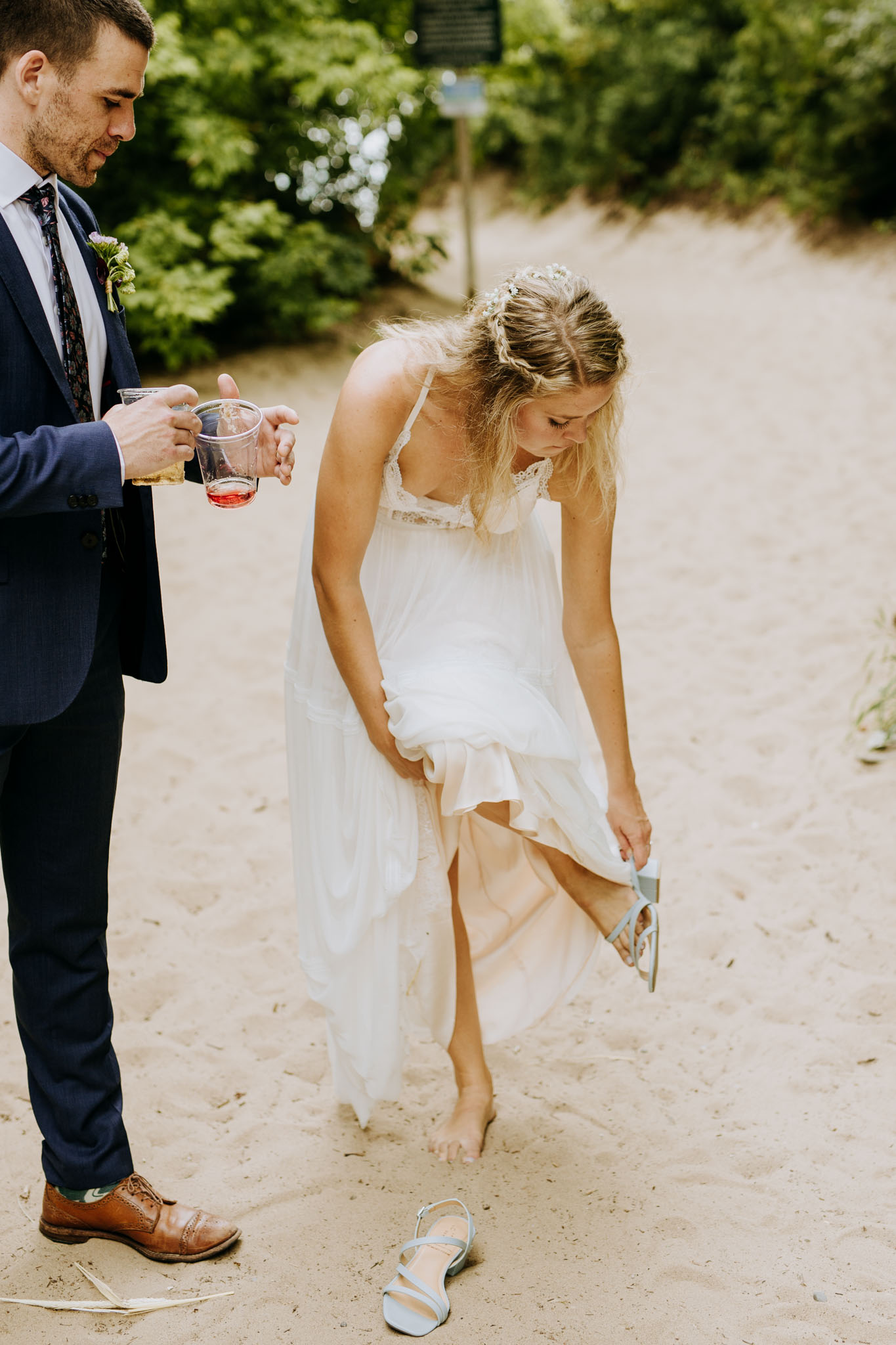 Celebration moments with guests at Ali and Sean's Leland wedding