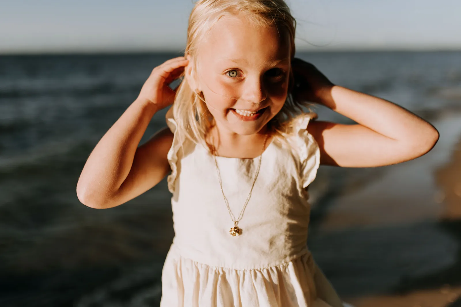 Johnson kids getting sandy and playing at the water on Old Mission Peninsula