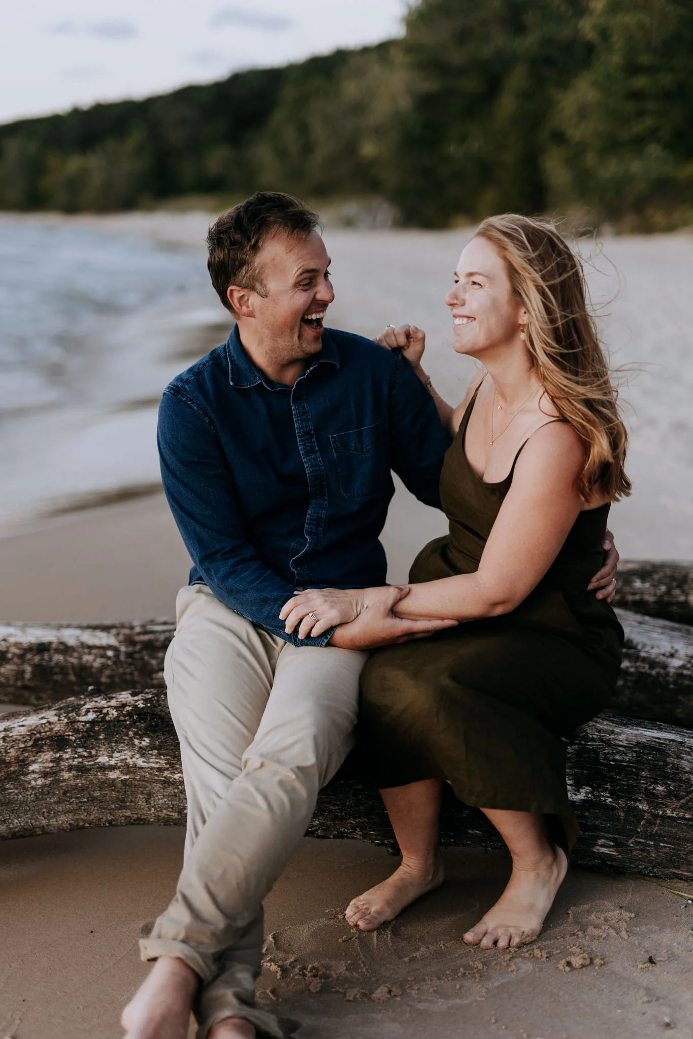 Johnson family at golden hour on Old Mission Peninsula