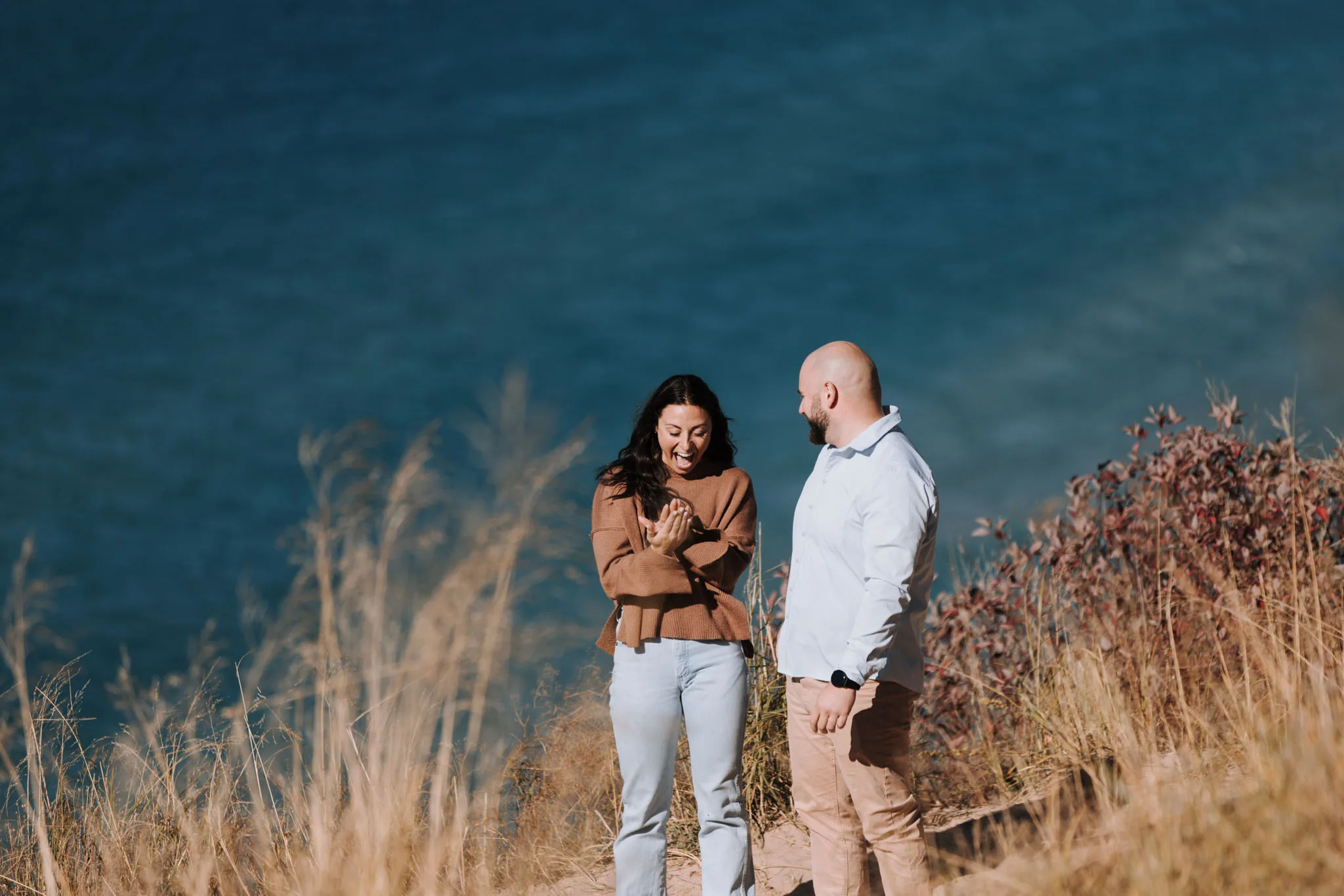 Surprise proposal at Sleeping Bear Dunes, Northern Michigan