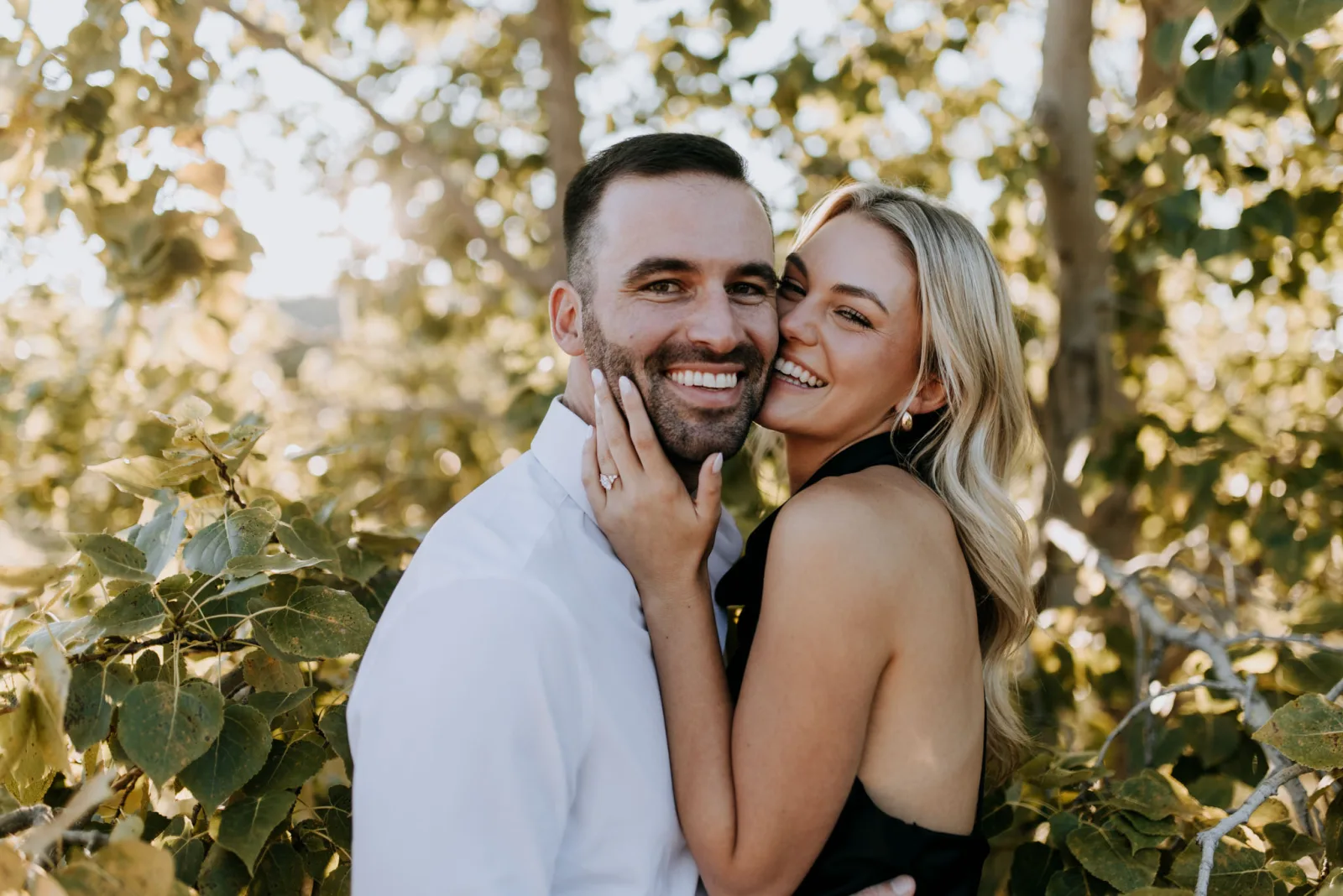 Engagement portraits in Leelanau County after a surprise proposal