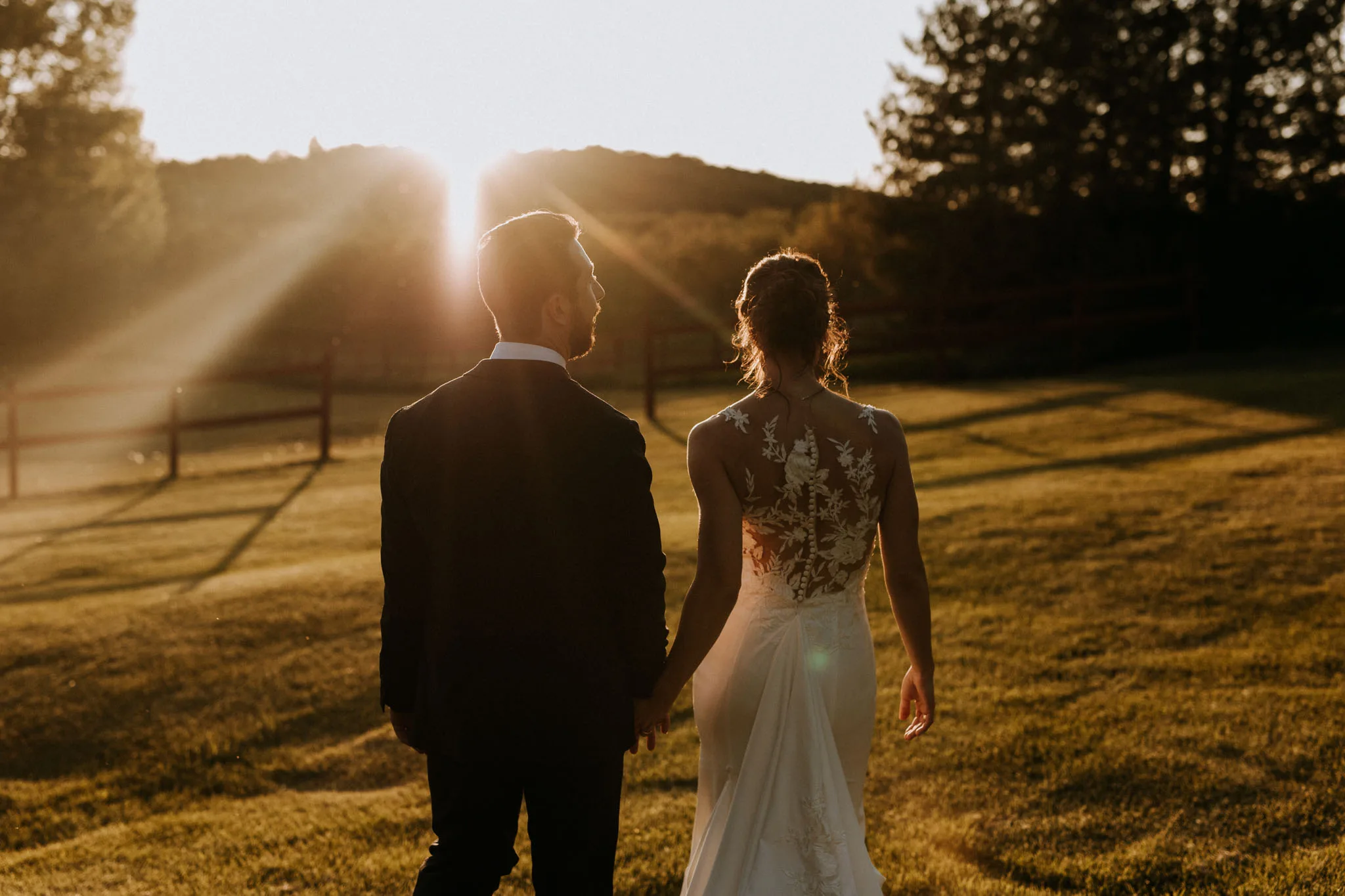 Wedding couple at Starry Night Barn in Suttons Bay Michigan