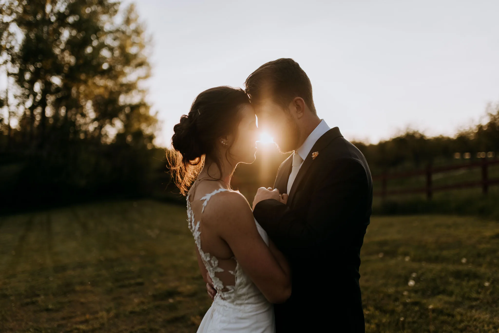Bride and groom at Starry Night Barn wedding Northern Michigan