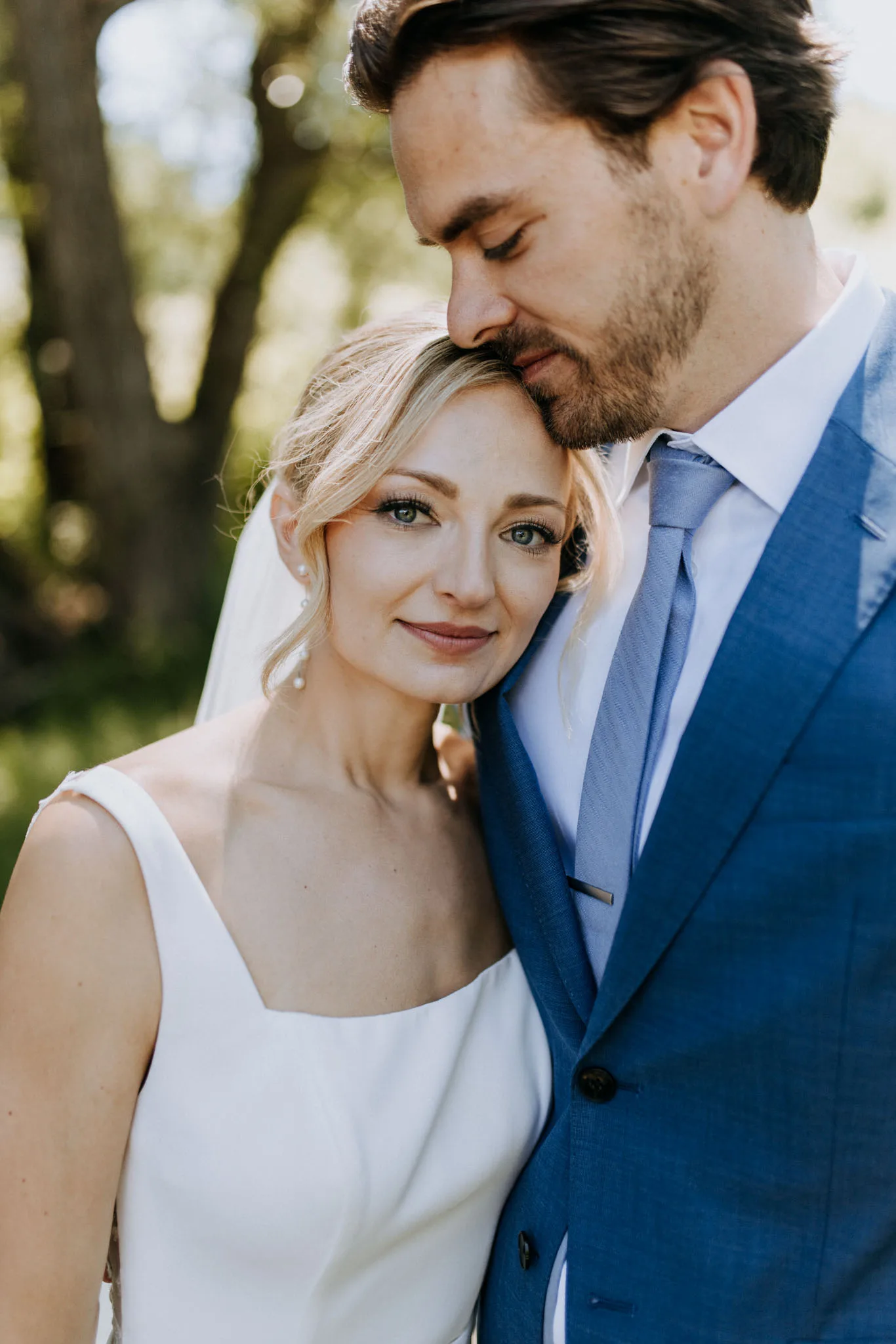 Bride and groom portrait at Starry Night Barn Suttons Bay Michigan