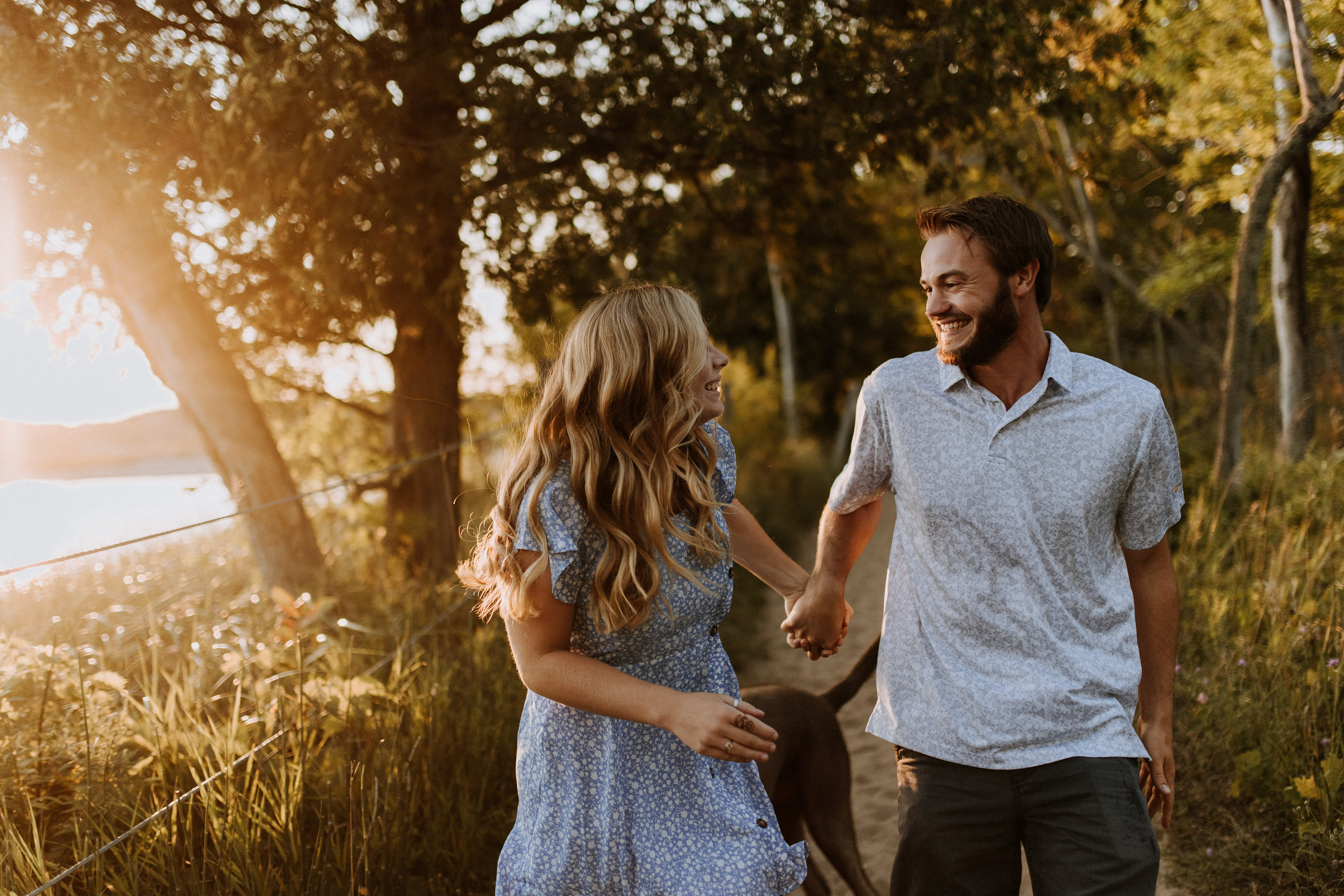 Engagement session in Traverse City during golden hour, Dani and AJ