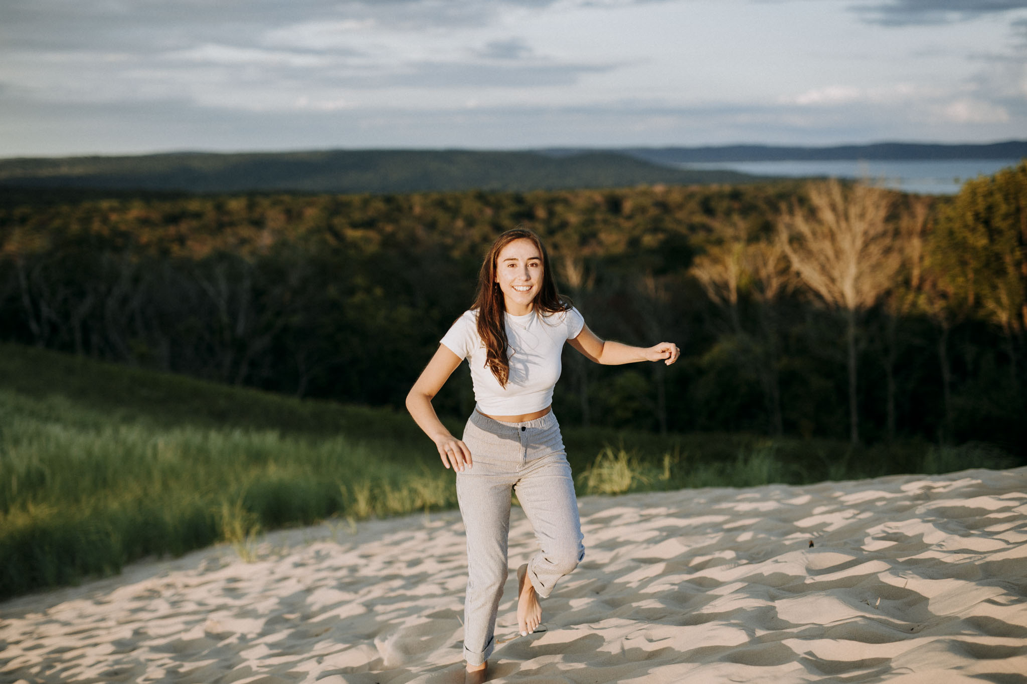 running up the dunes at the top of pierce stocking scenic drive