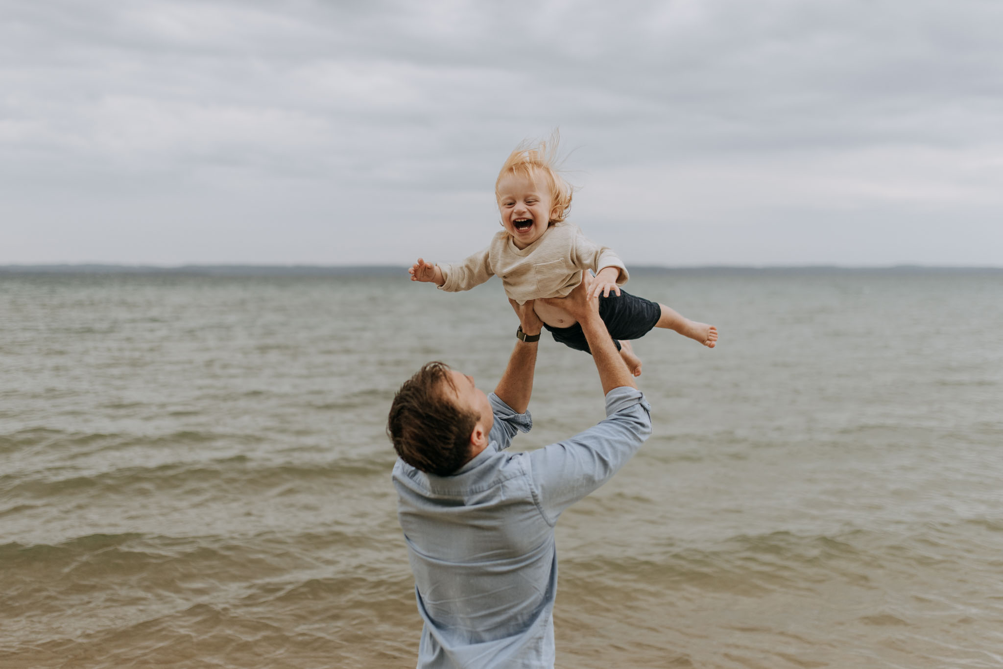 Family session in warm evening light, Northern Michigan