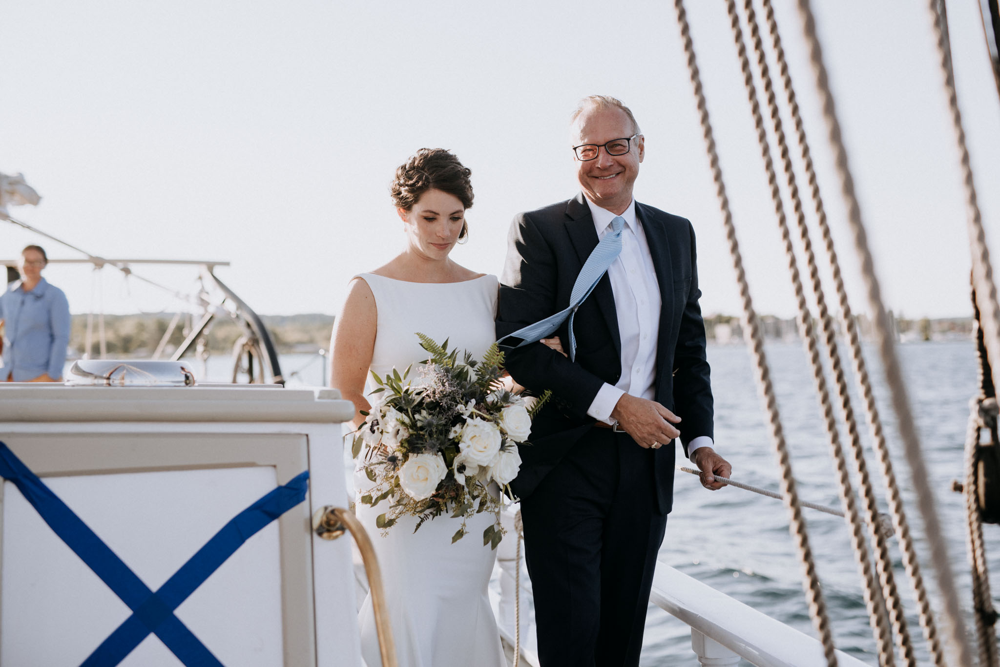 Maggie and Cam during their ceremony on Grand Traverse Bay