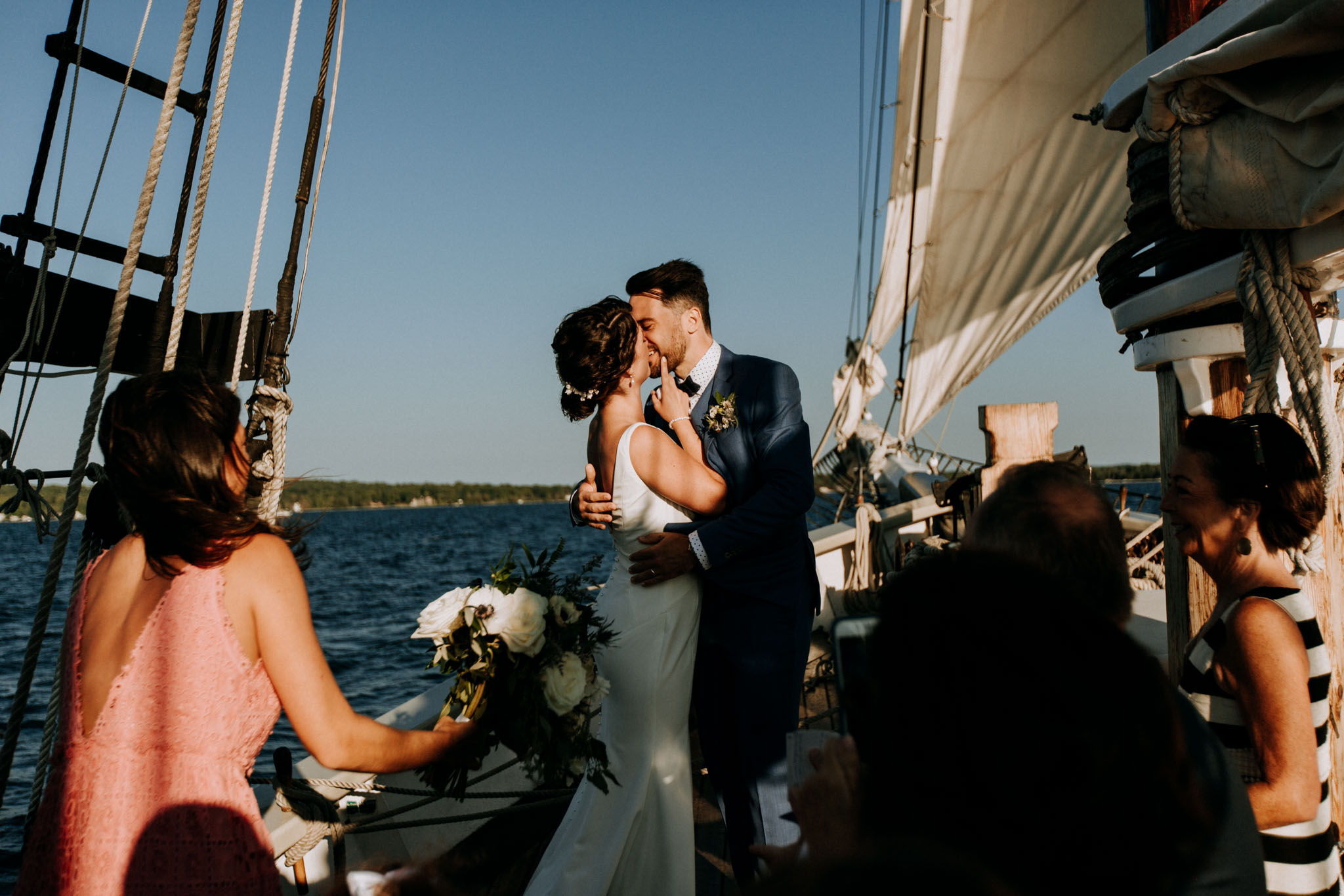 maggie + cam Traverse City wedding photographed on the tall ship manitou