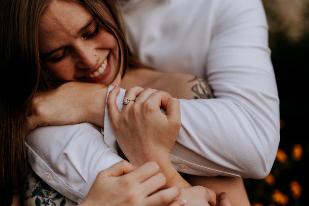 Botanic Gardens Traverse City Engagement Photo Ring Close Up