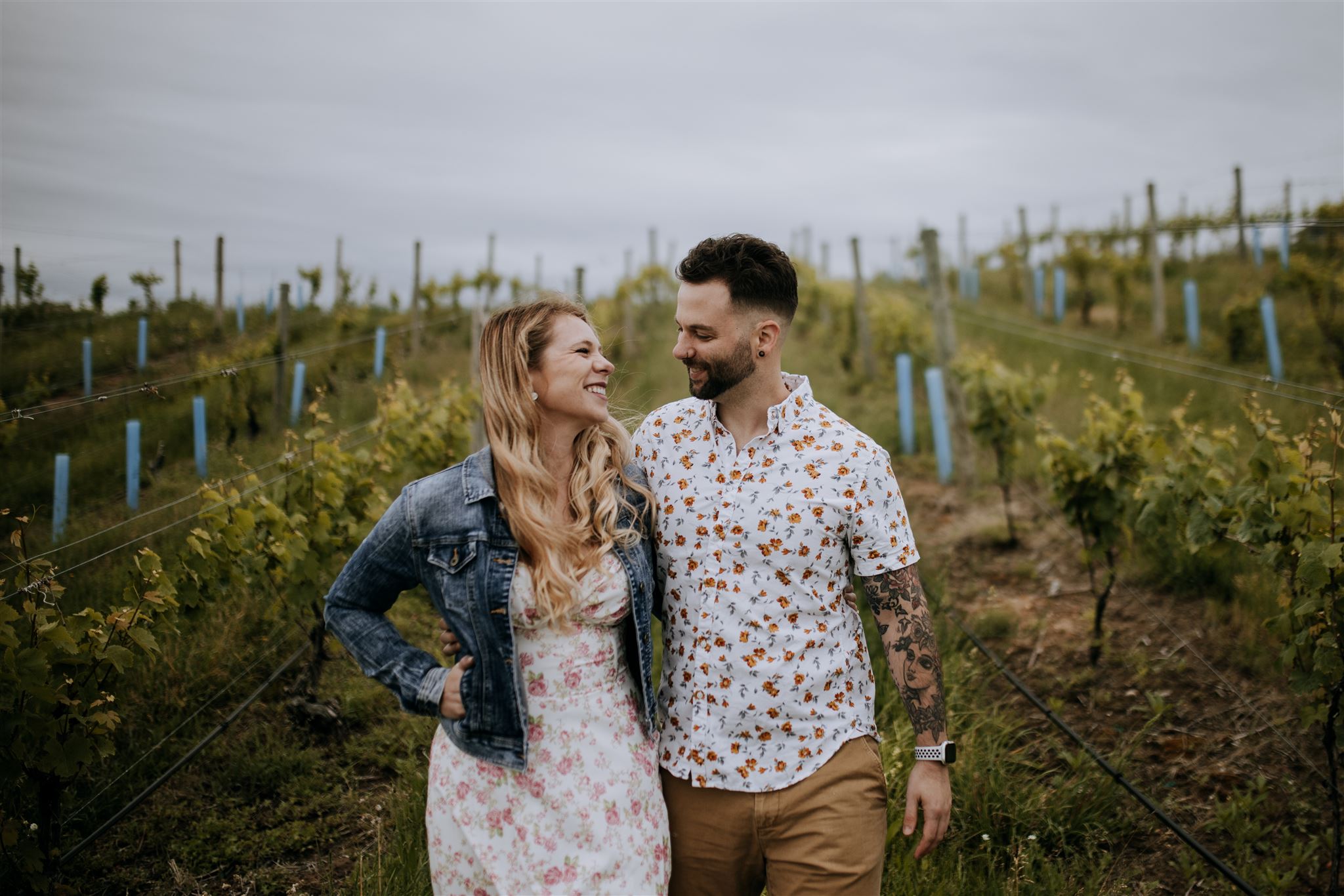 Couple at a Northern Michigan winery proposal session