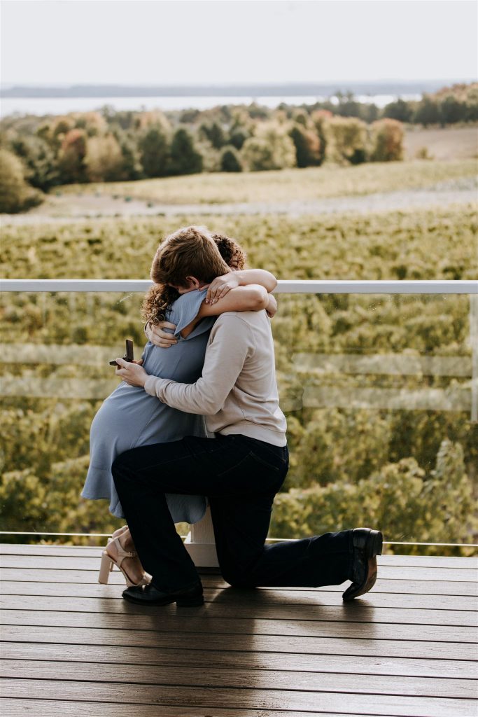 Brys Estate Proposal on the Deck - places to propose in Traverse City