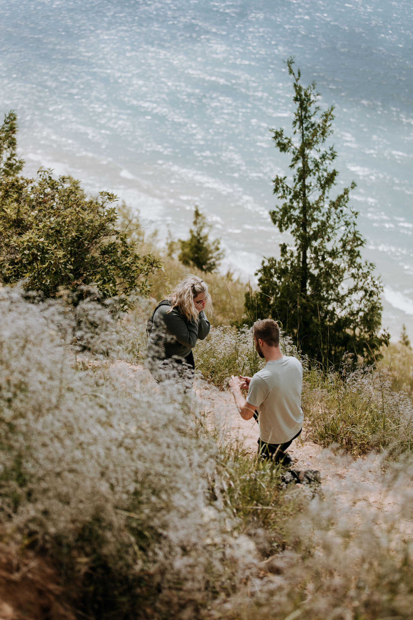 Couple just engaged at Sleeping Bear Dunes — Allen-Kent Photography