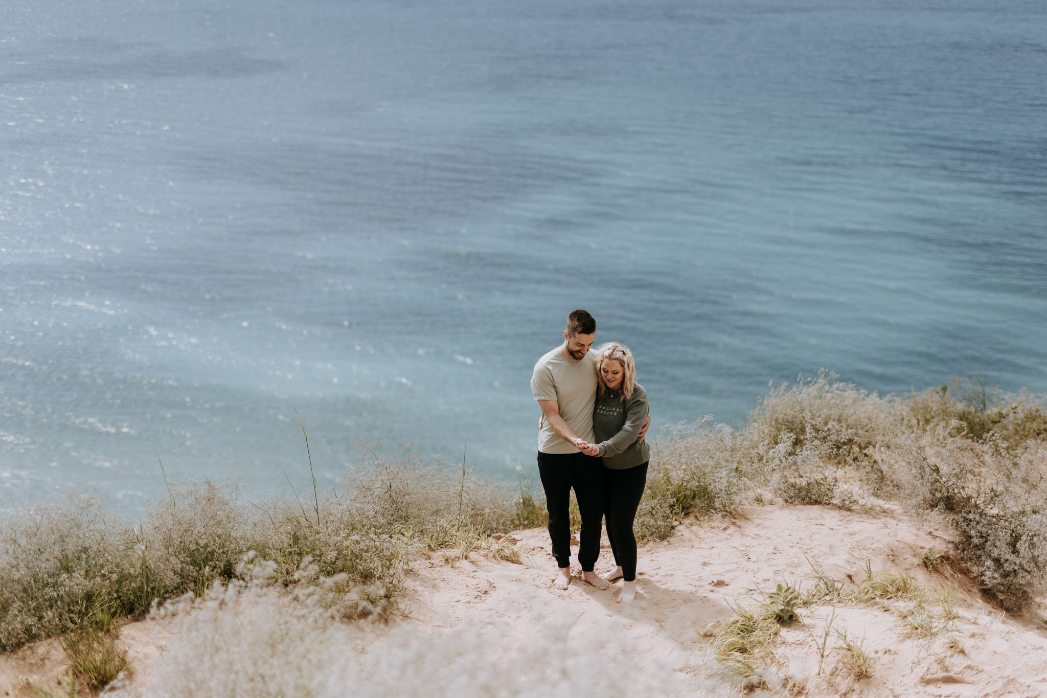 Proposal moment at Sleeping Bear Dunes — Allen-Kent Photography